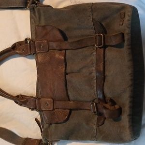 Bed|stü leather and canvas bag